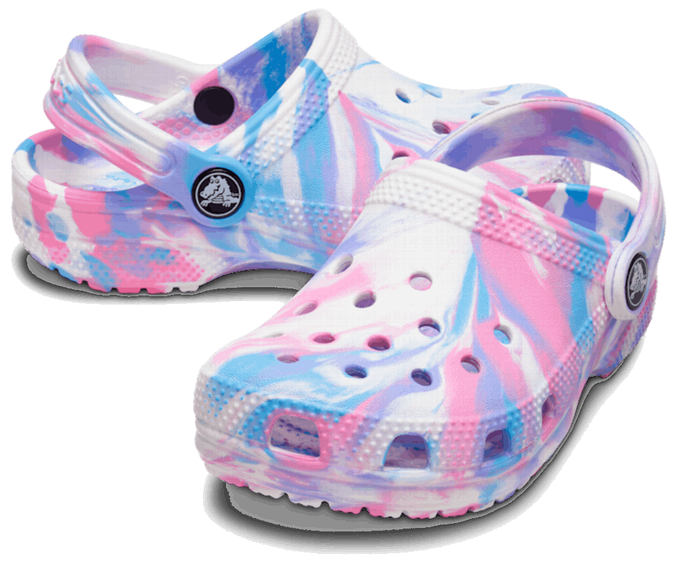 Crocs Toddler Klasikinis Marmurinis Klumpys Baltai Rožinis
