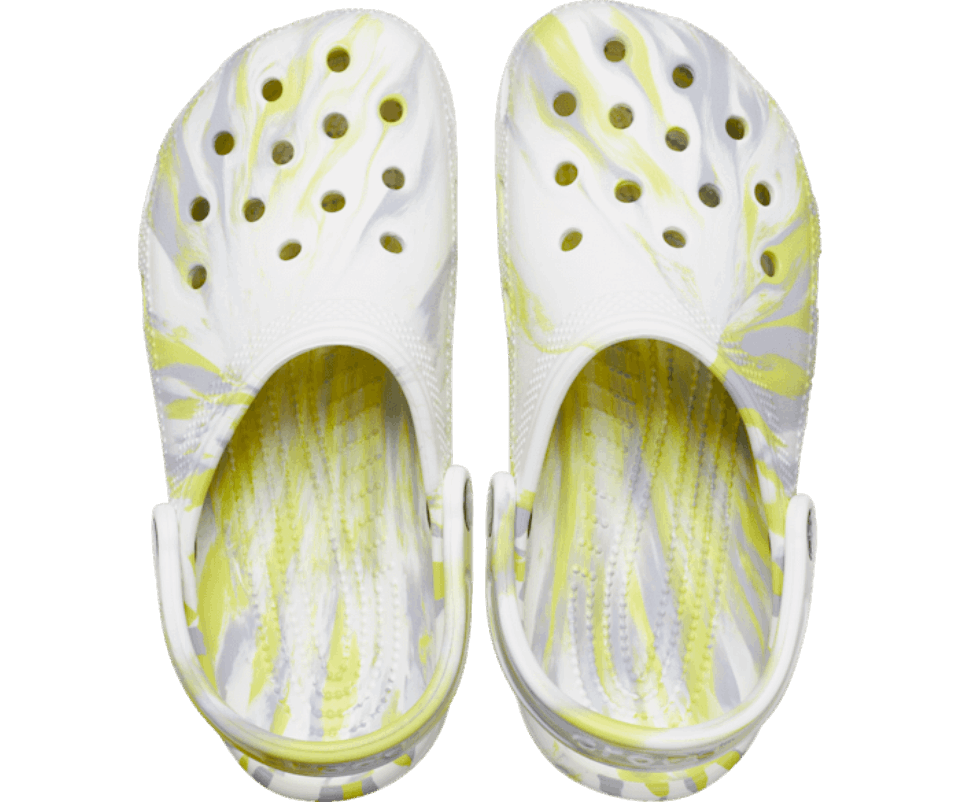 Crocs Klasikinė Marmurinė Klumpė Balta Mikroschema