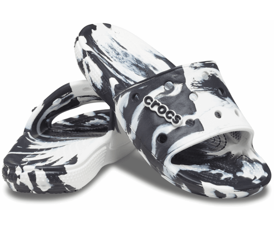 Crocs Klasikinis Marmurinis Baltas-juodas čiuožykla