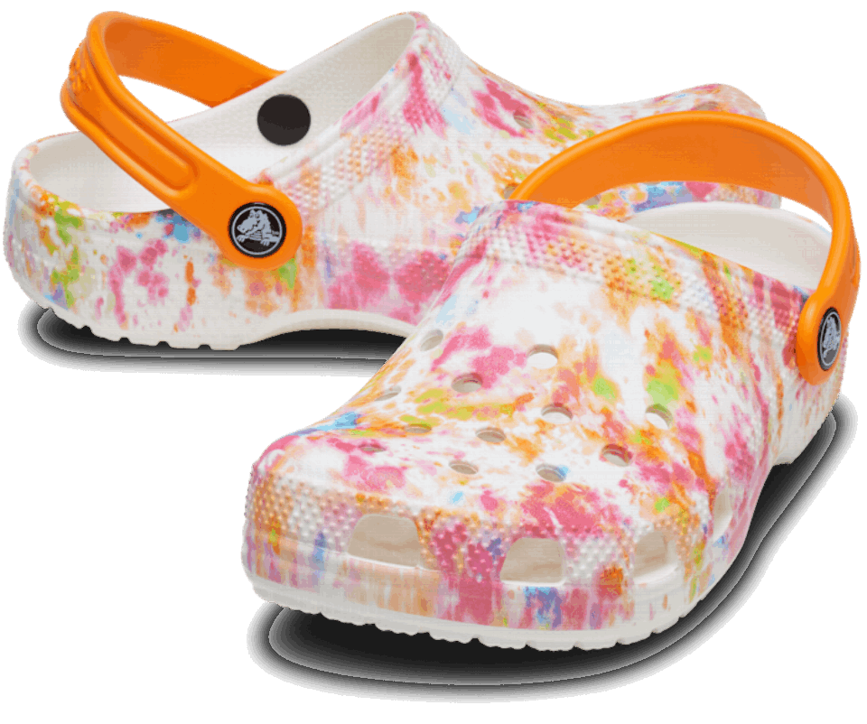 Crocs Vaikiškas Klasikinis Kaklaraištis Dažomas Grafinis Kamštis, Oranžinis Zing-multi