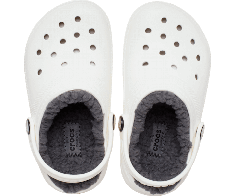 Crocs Vaikiška Klasikinė Klumpa Su Pamušalu Baltai Pilka