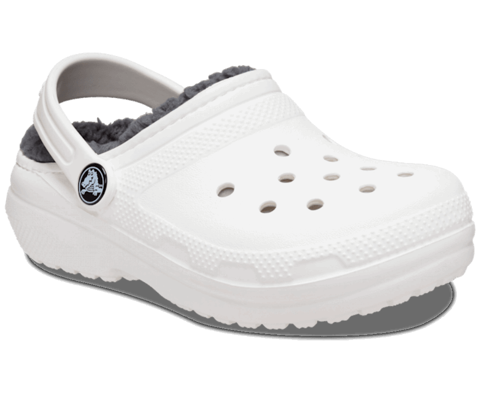 Crocs Vaikiška Klasikinė Klumpa Su Pamušalu Baltai Pilka