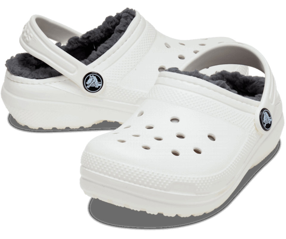 Crocs Vaikiška Klasikinė Klumpa Su Pamušalu Baltai Pilka