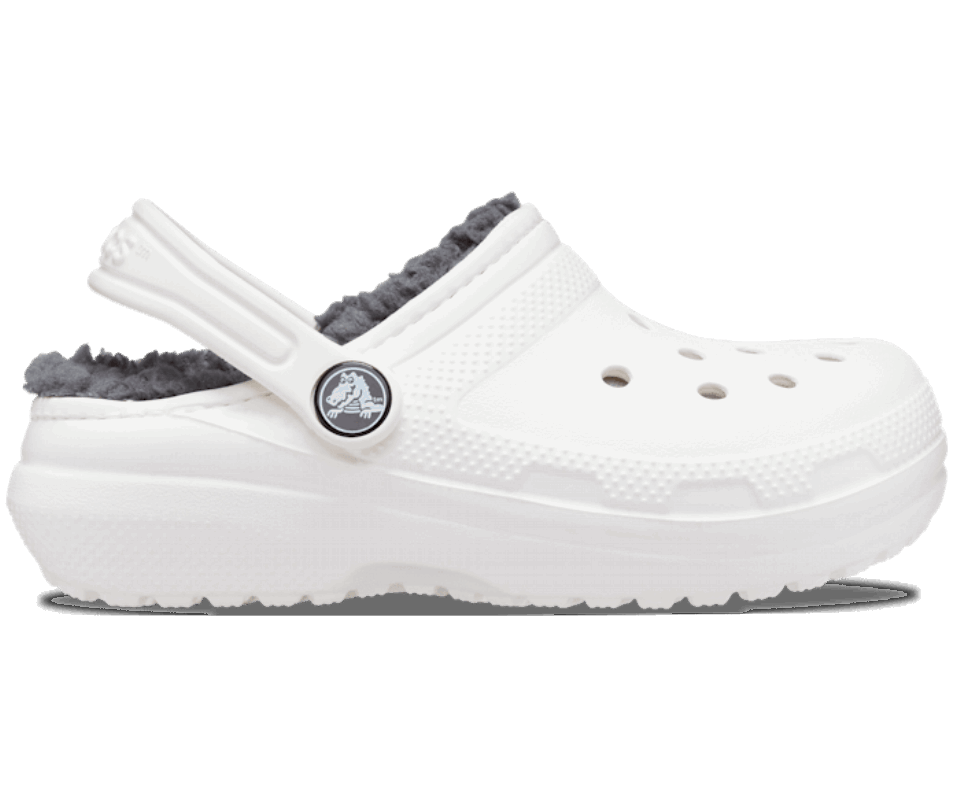 Crocs Vaikiška Klasikinė Klumpa Su Pamušalu Baltai Pilka