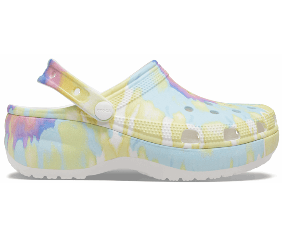 Crocs Moteriškas Klasikinis Platforminis Kaklaraištis Dažų Grafinė Klumpė Balta-multi