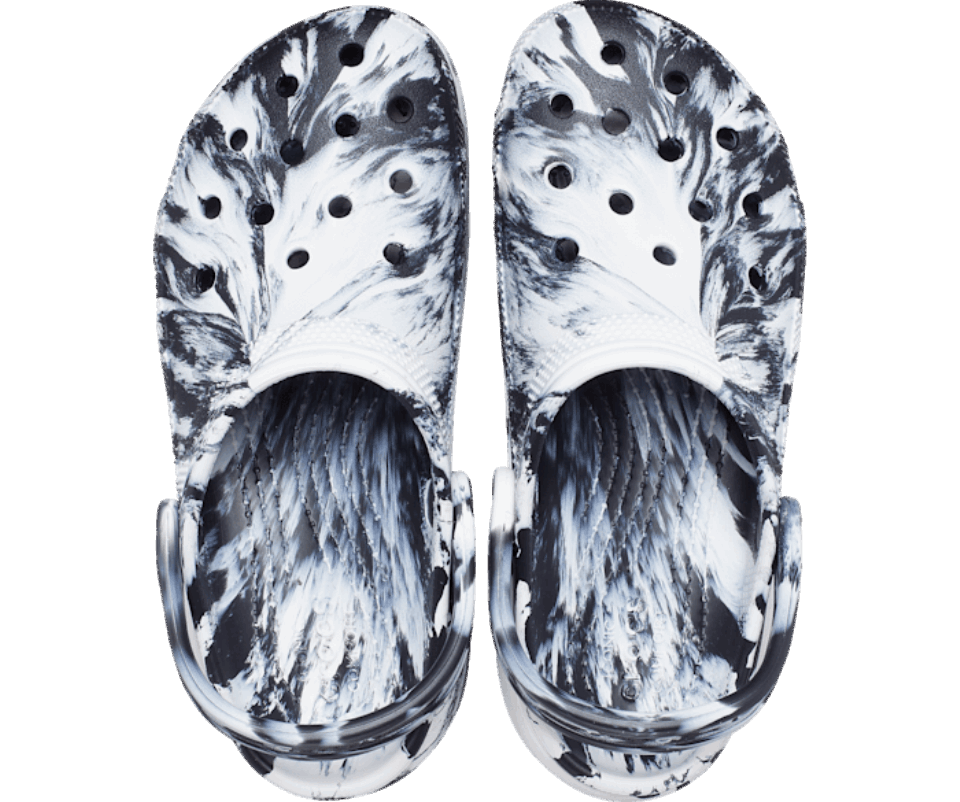 Crocs Moteriška Klasikinė Platforma Marmurinė Klumpė Juodai Balta