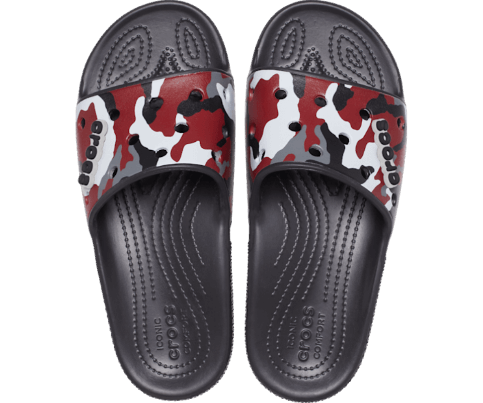 Crocs Classic Spausdinta Camo Slide Juodai Raudona