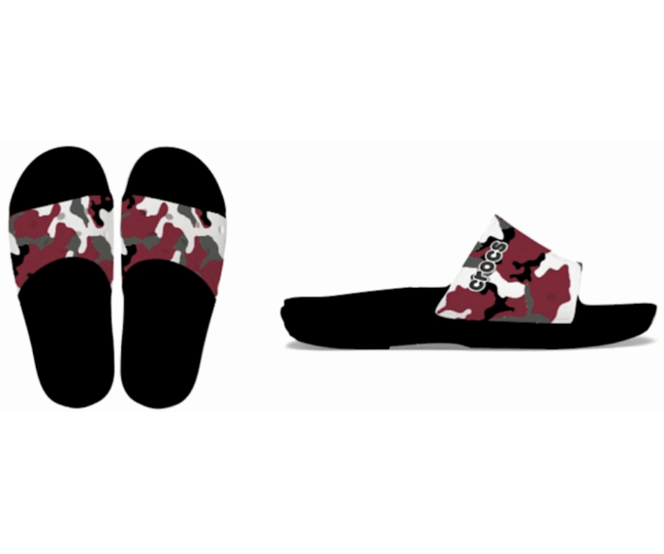 Crocs Classic Spausdinta Camo Slide Juodai Raudona