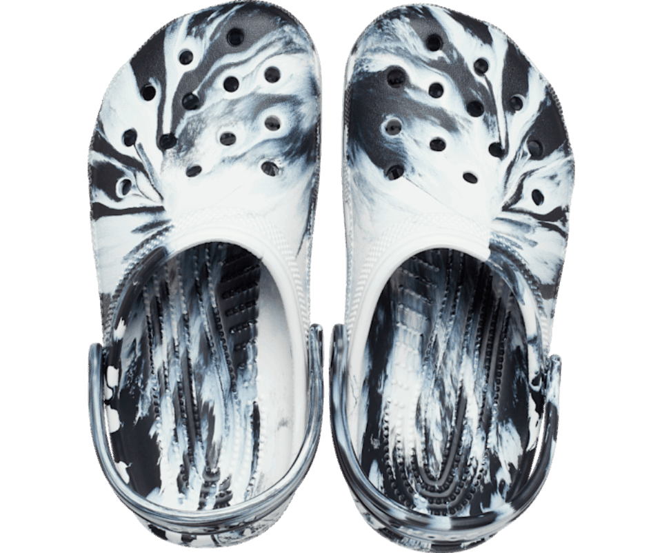 Crocs Vaikiška Klasikinė Marmurinė Klumpė Juodai Balta