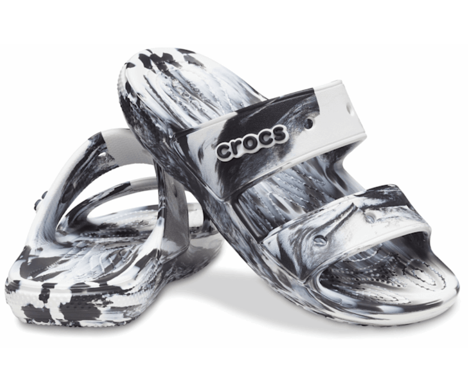 Crocs Klasikinis Marmurinis Sandalas Baltas-juodas