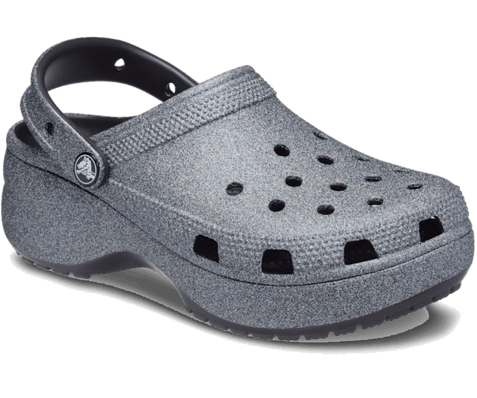 Crocs Moteriškas Klasikinis Platforminis Blizgantis Klumpas Juodas